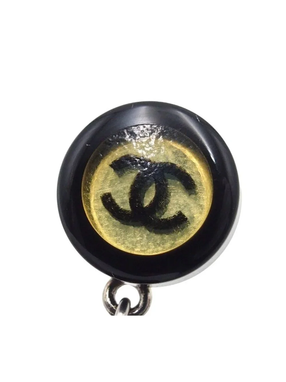 Chanel Earrings Black Plastic CC Logo Mirror Costume